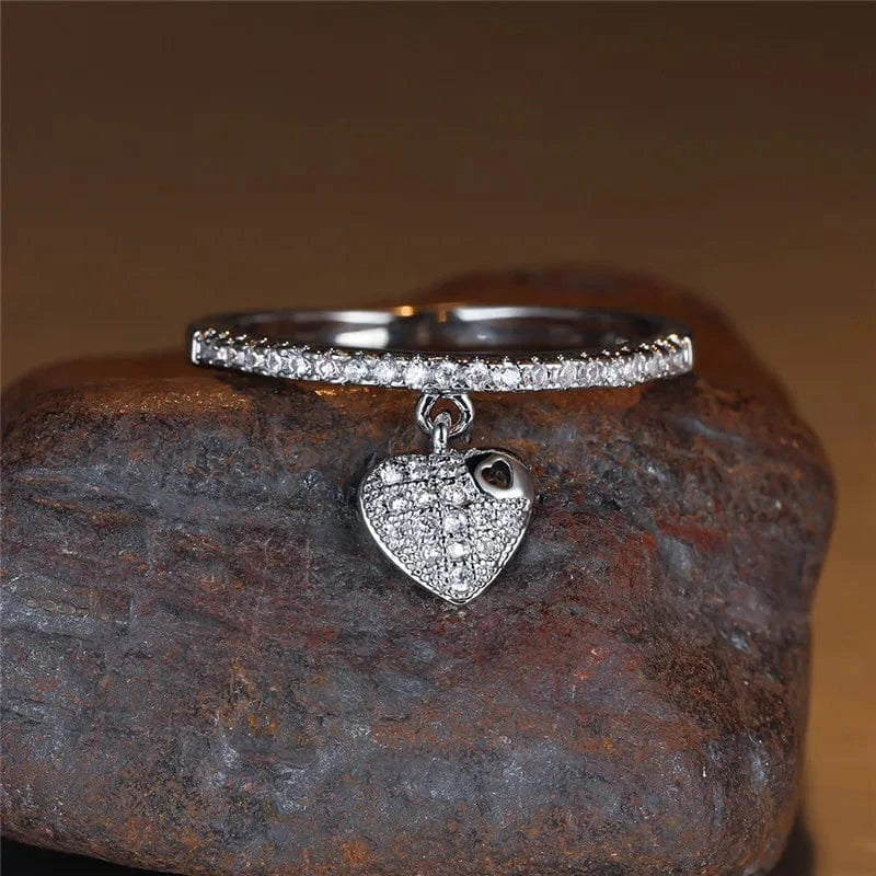 Bijoux Charm Bague fine à charm cœur argenté