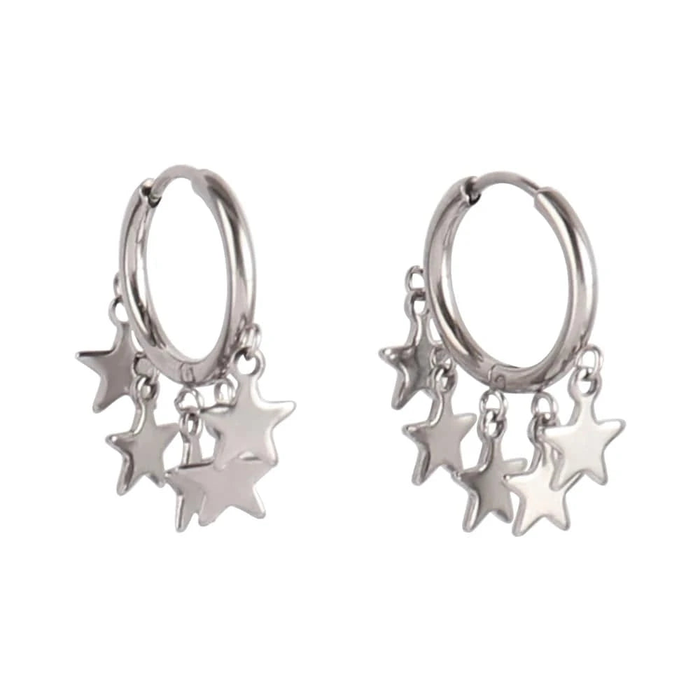 Bijoux Charm Boucles d'oreilles charm étoiles argentées
