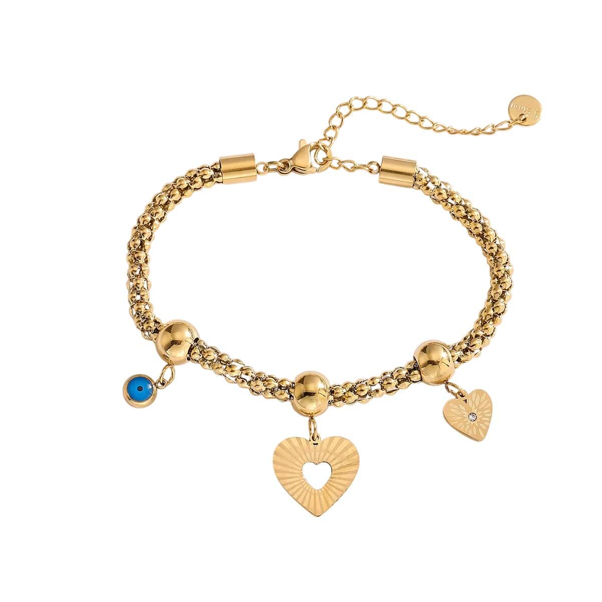 Bijoux Charm Bracelet à 3 Charms avec Cœur Doré