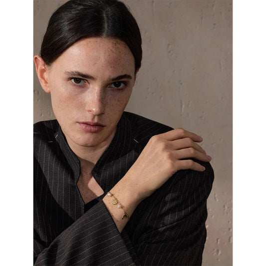 Bijoux Charm Bracelet à Charm avec Coquillage Perlé Doré