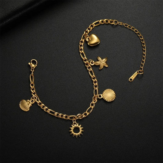 Bijoux Charm Bracelet à charm médaille doré