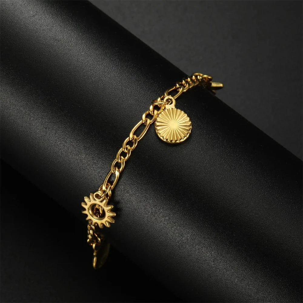 Bijoux Charm Bracelet à charm médaille doré