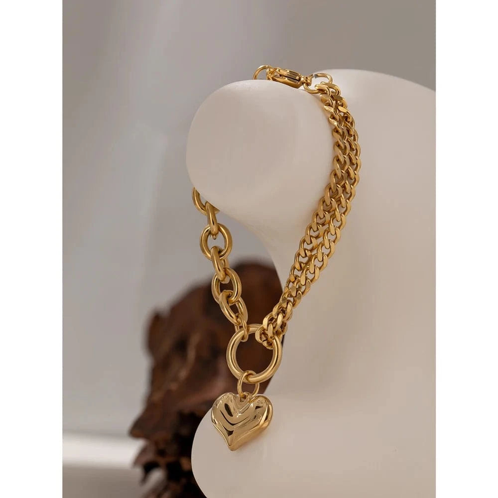 Bijoux Charm Bracelet à Charm Unique Coeur Doré