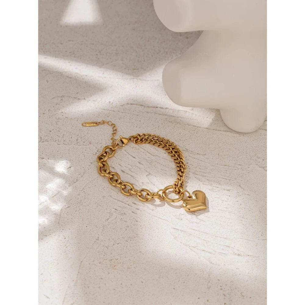 Bijoux Charm Bracelet à Charm Unique Coeur Doré