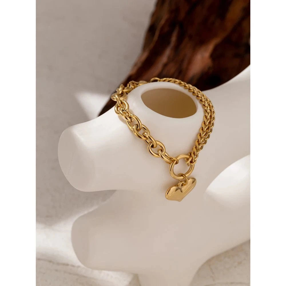 Bijoux Charm Bracelet à Charm Unique Coeur Doré