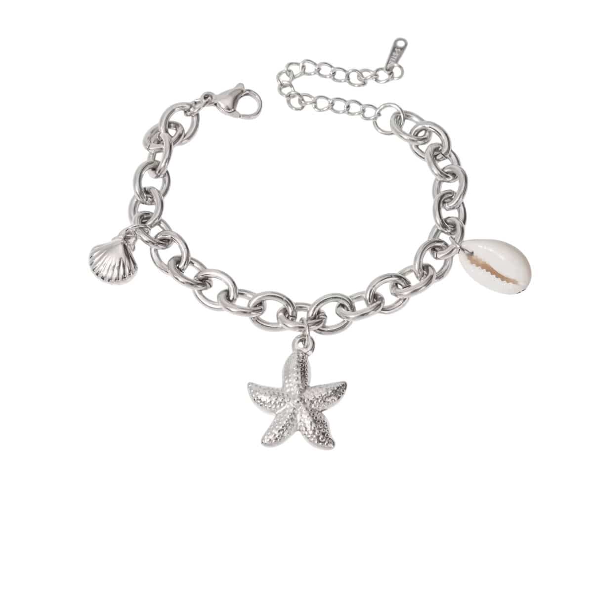 Bijoux Charm Bracelet à charms coquillages argenté