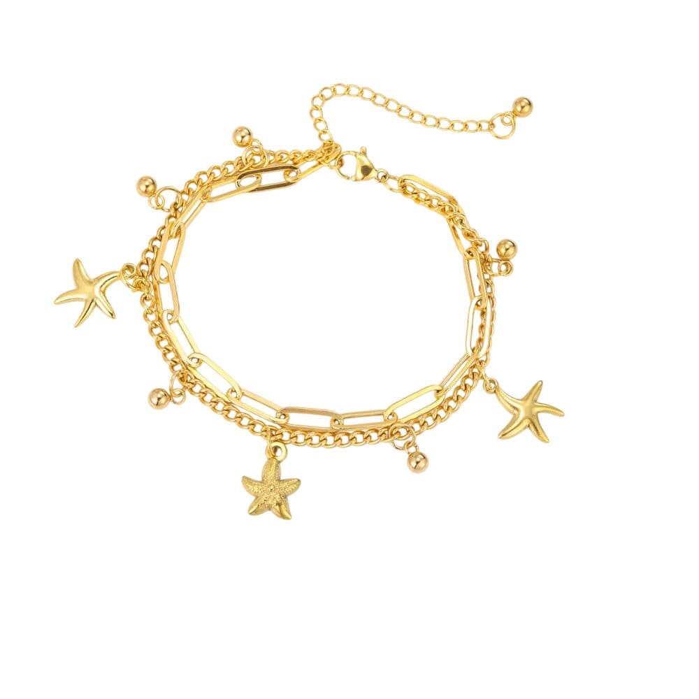 Bijoux Charm Bracelet à charms étoiles de mer multiples doré