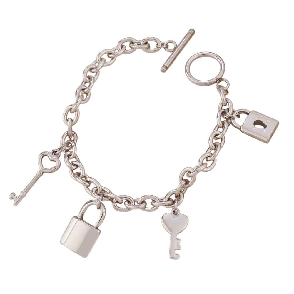 Bijoux Charm Bracelet charm avec cadenas argenté à bascule