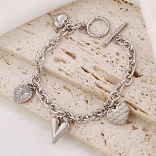 Bijoux Charm Bracelet Charm avec Cœur Argenté à Bascule