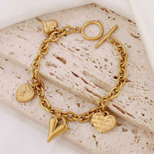 Bijoux Charm Bracelet Charm avec Cœur Doré à Bascule