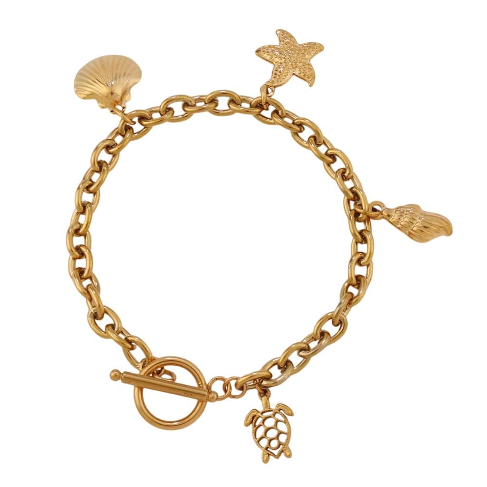 Bijoux Charm Bracelet charm avec étoile de mer doré à bascule.