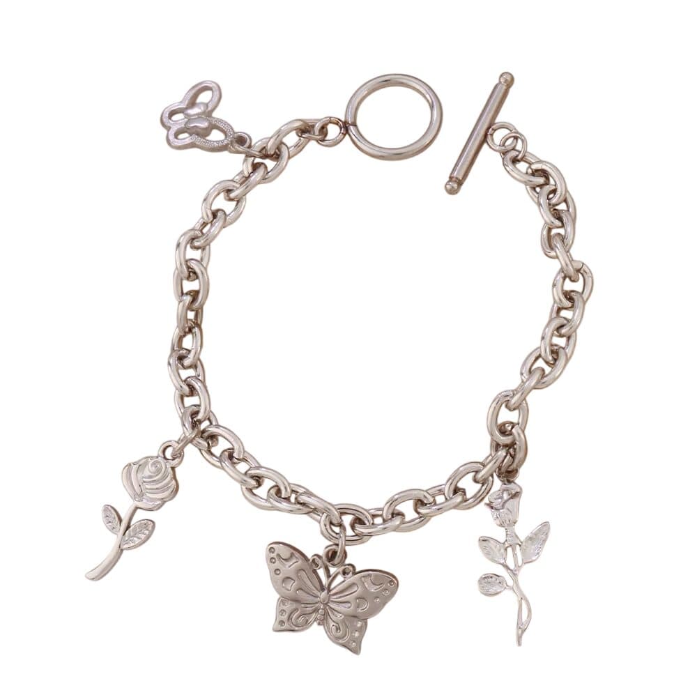Bijoux Charm Bracelet charm avec papillon argenté à bascule