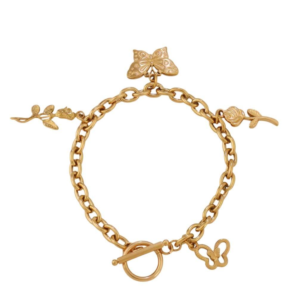 Bijoux Charm Bracelet charm avec papillon doré à bascule