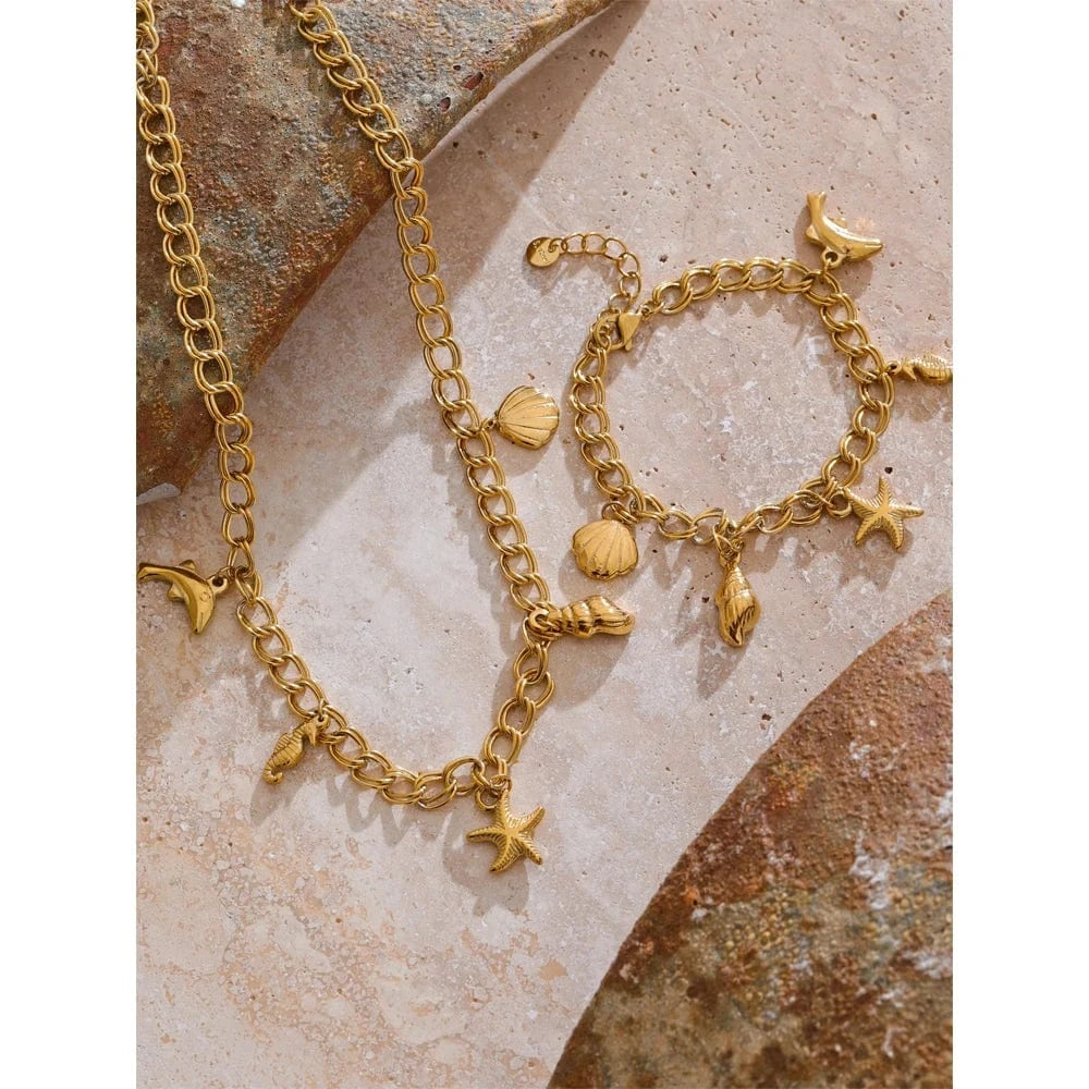 Bijoux Charm Bracelet Charm de la Mer Doré