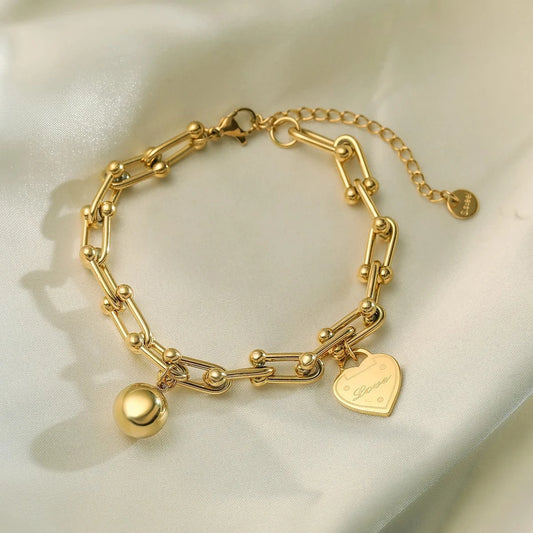 Bijoux Charm Bracelet Charm doré avec cœur à chaîne