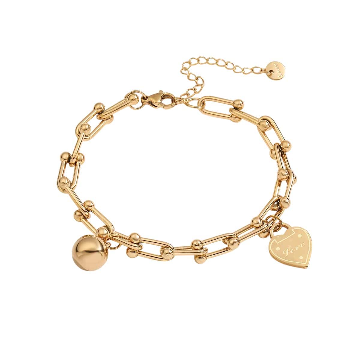 Bijoux Charm Bracelet Charm doré avec cœur à chaîne