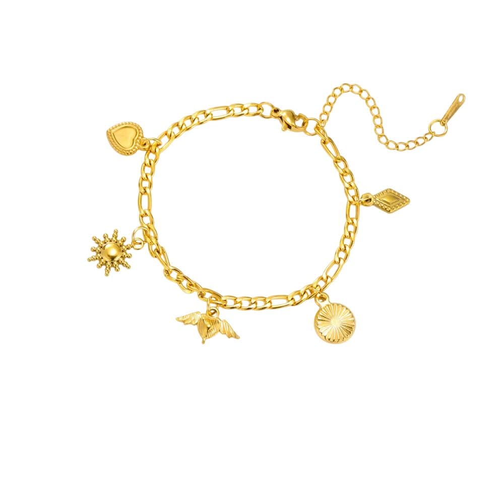 Bijoux Charm Bracelet Charm Doré avec Cœur Ailé