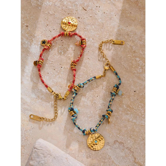 Bijoux Charm Bracelet Charm Vintage Bleu et Doré