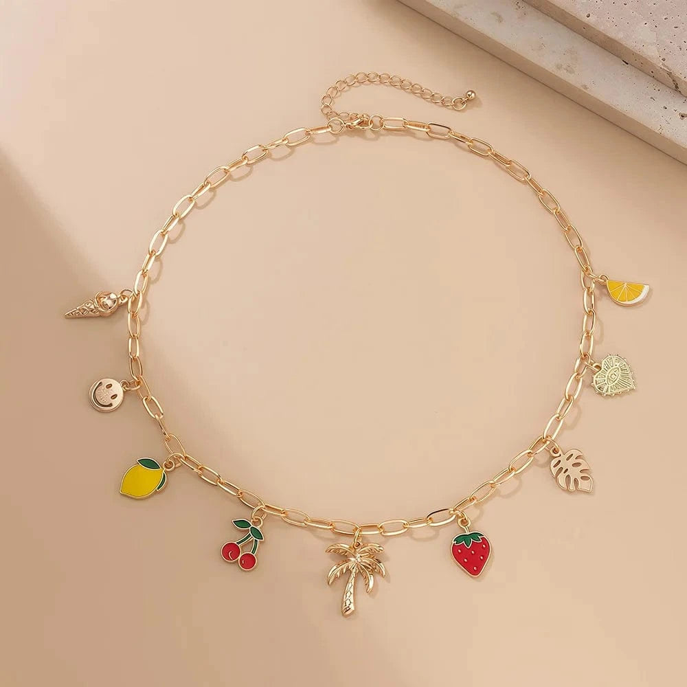Bijoux Charm Collier à charm doré avec palmier