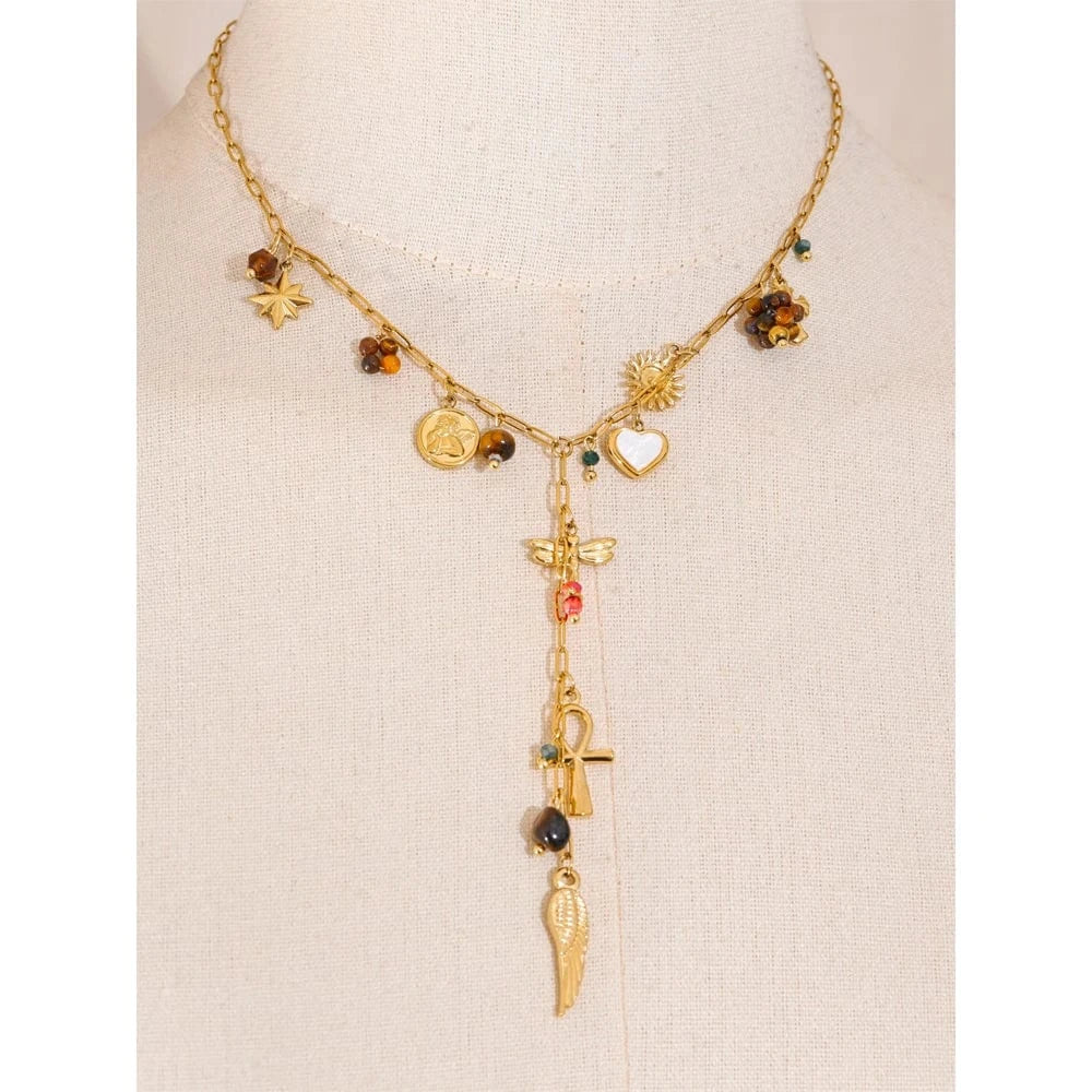 Bijoux Charm Collier à charms avec chaîne pendante doré