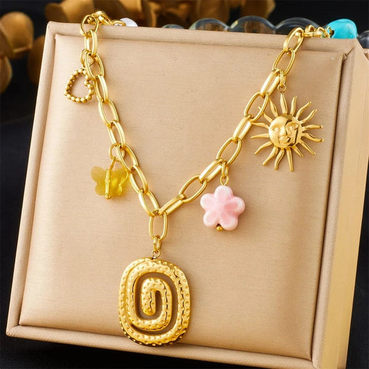 Bijoux Charm Collier à charms avec serpentin doré