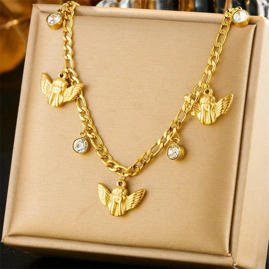 Bijoux Charm Collier à charms dorés et anges