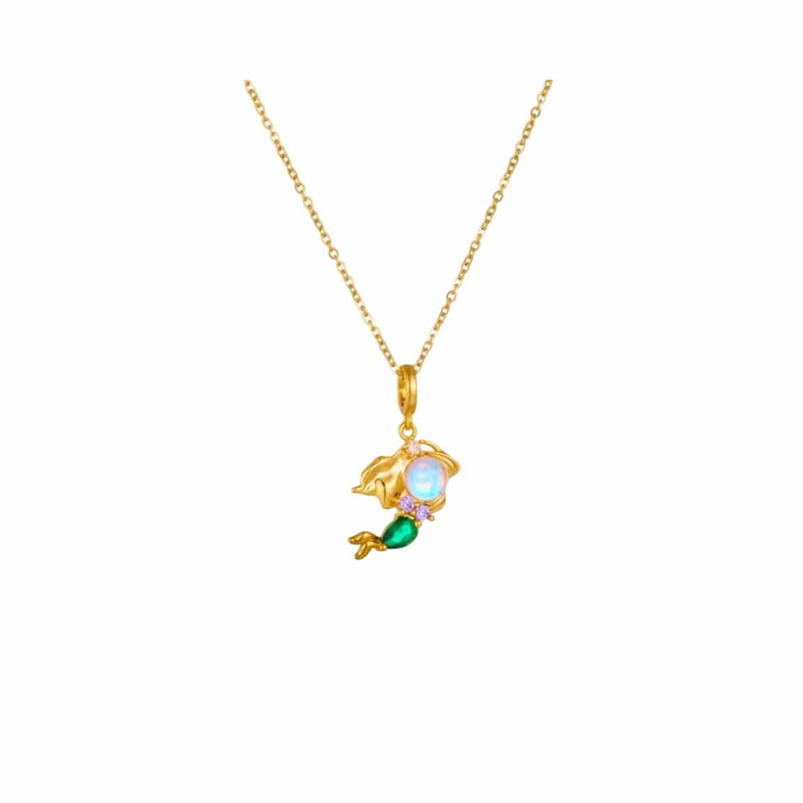 Bijoux Charm Collier charm cristal doré et vert