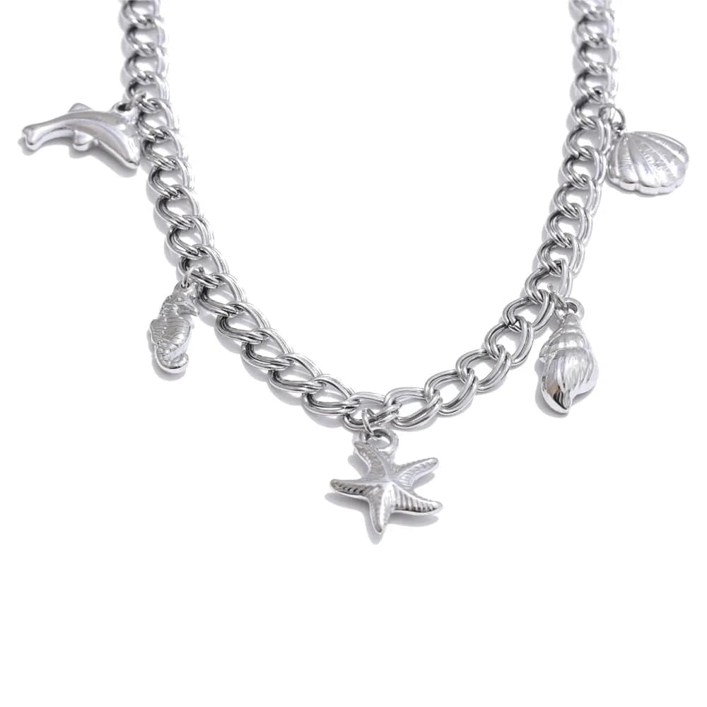 Bijoux Charm Collier charm de la mer argenté