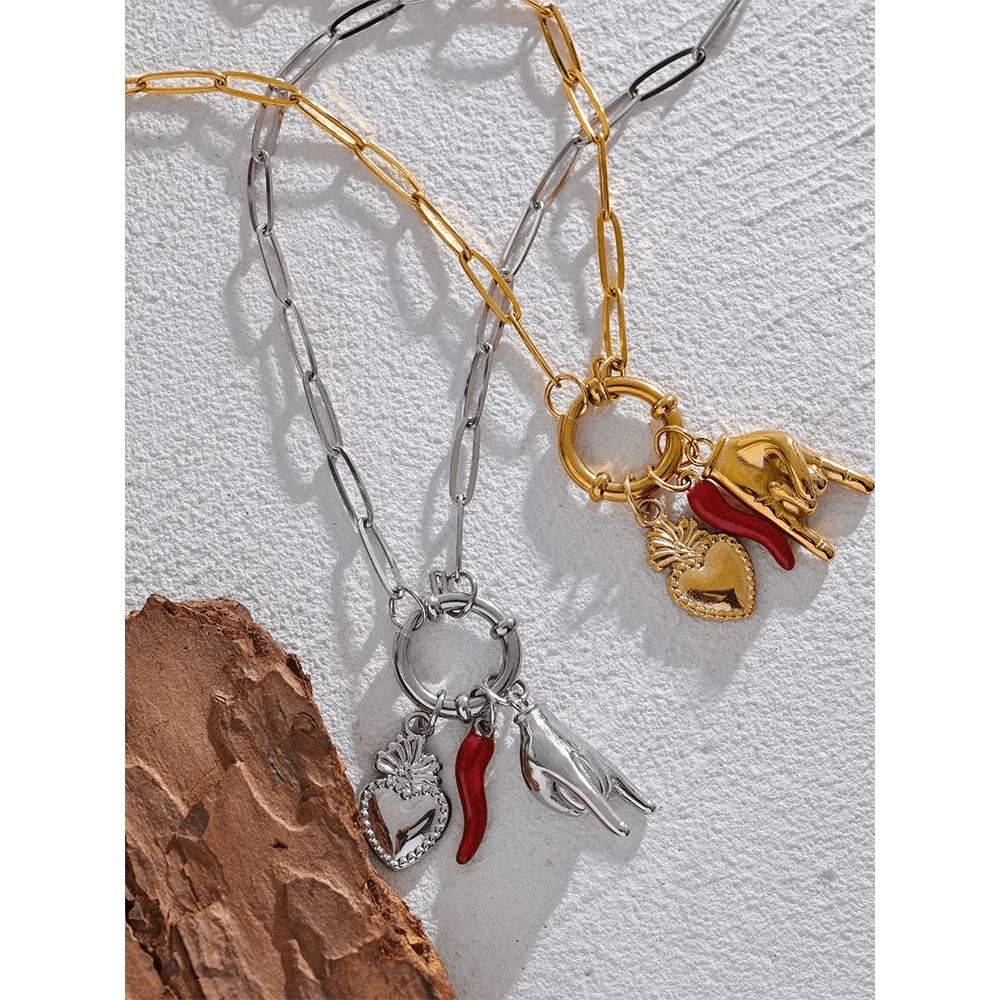 Bijoux Charm Collier Charm Rock Argenté