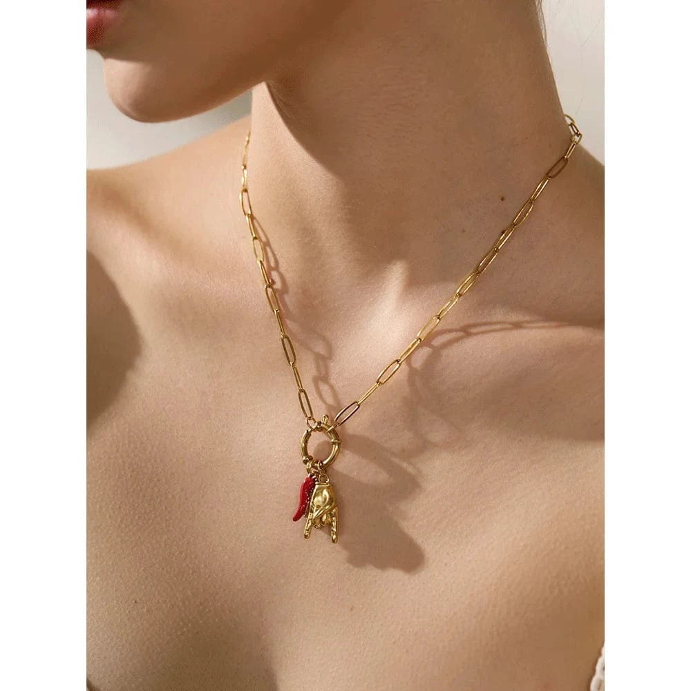 Bijoux Charm Collier Charm Rock Doré