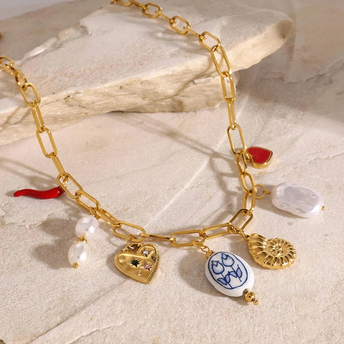 Bijoux Charm Collier charms à chaîne dorée