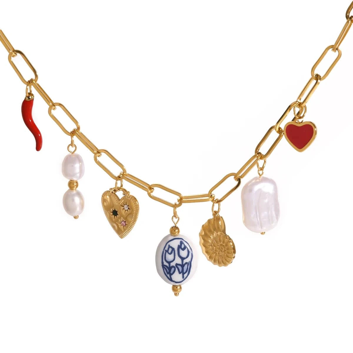 Bijoux Charm Collier charms à chaîne dorée