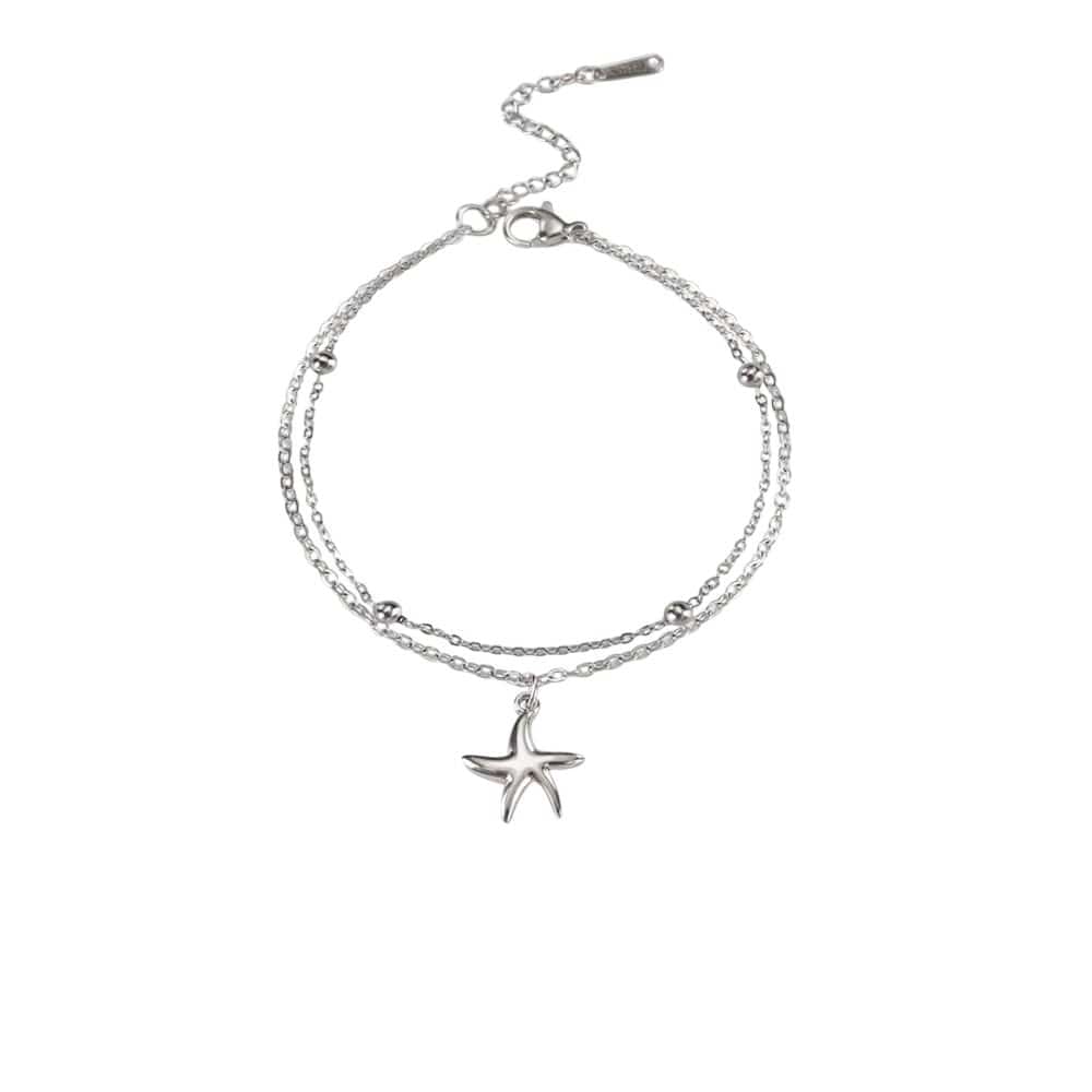 Bijoux Charm Double bracelet à charm unique étoile argenté