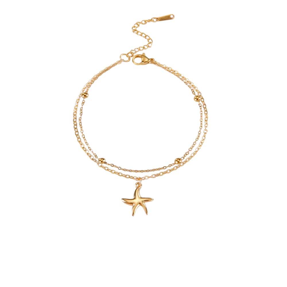 Bijoux Charm Double bracelet à charm unique étoile doré