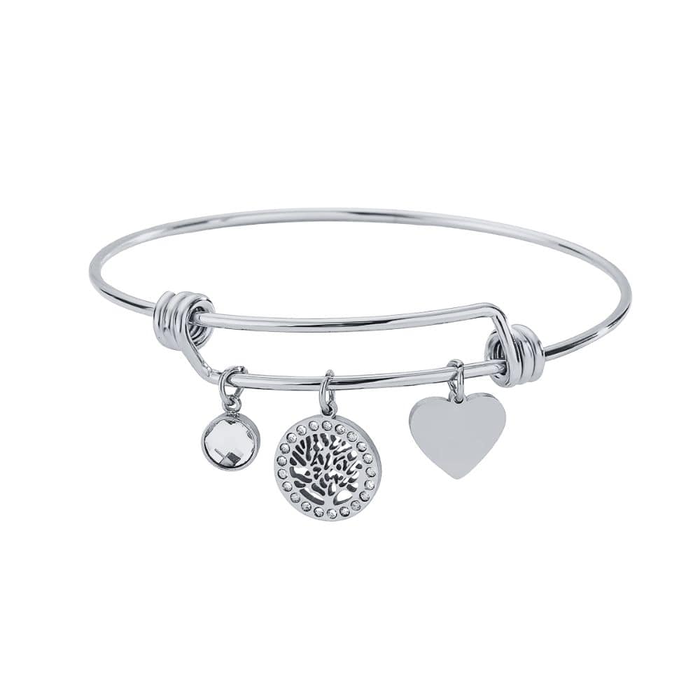 Bijoux Charm Jonc à charms arbre de vie argenté ajustable