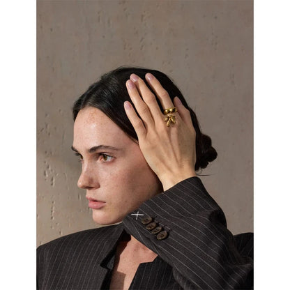 Bijoux Charm Bague à charms cubes dorés