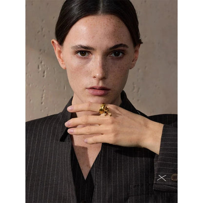 Bijoux Charm Bague à charms cubes dorés