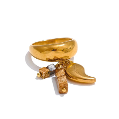 Bijoux Charm Bague à charms cubes dorés