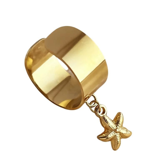 Bijoux Charm Bague Charm ajustable à étoile de mer dorée