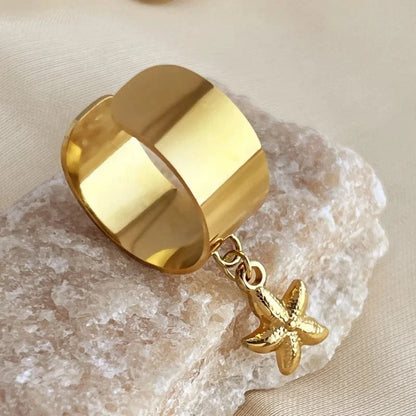 Bijoux Charm Bague Charm ajustable à étoile de mer dorée