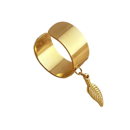 Bijoux Charm Bague charm ajustable à feuille dorée