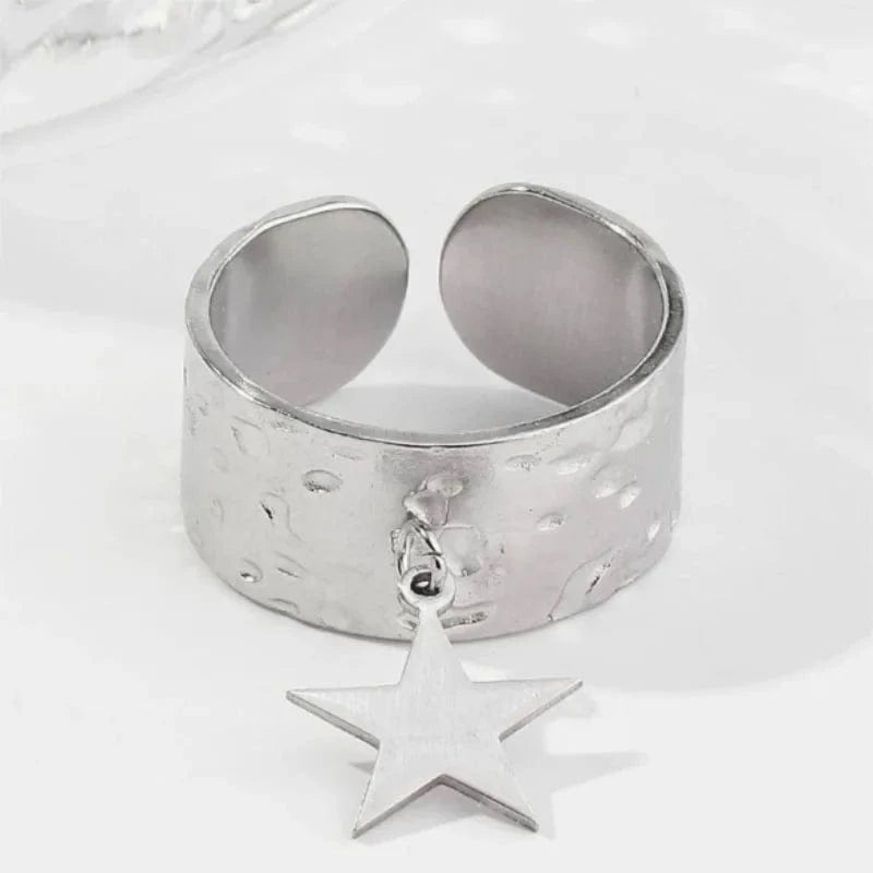 Bijoux Charm Bague charm ajustable étoile argentée