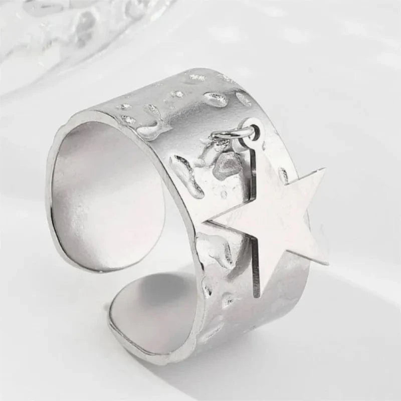 Bijoux Charm Bague charm ajustable étoile argentée