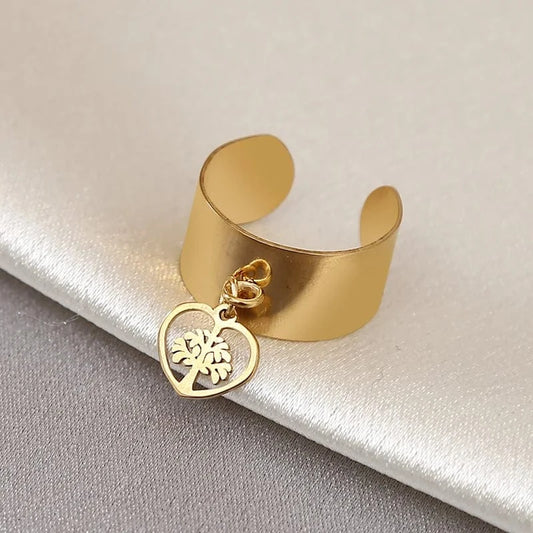 Bijoux Charm Bague Charm Arbre de Vie Dorée