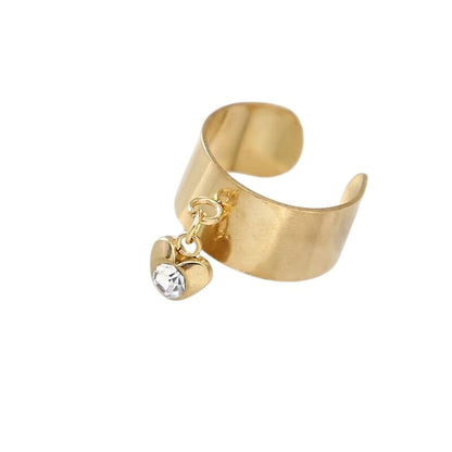 Bijoux Charm Bague Charm Coeur et Cristal Dorée