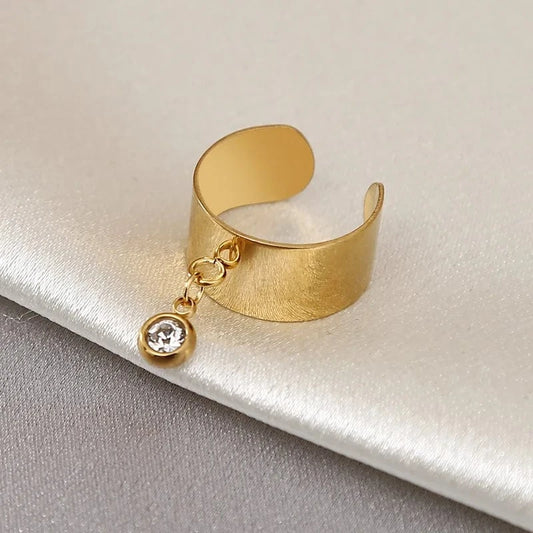 Bijoux Charm Bague charm cristal dorée