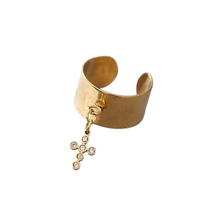Bijoux Charm Bague Charm Croix Dorée
