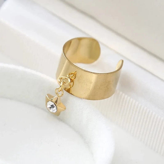Bijoux Charm Bague Charm étoile et cristal dorée