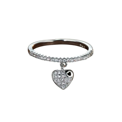 Bijoux Charm Bague fine à charm cœur argenté