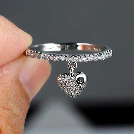 Bijoux Charm Bague fine à charm cœur argenté